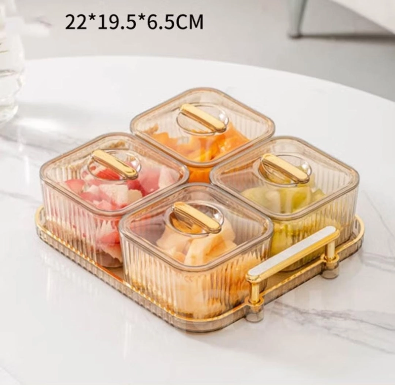 Product image Rizki Electronics - Dejavu Toples Lebaran Set Dengan Nampan HSB663 6 kotak plus nampan Gold