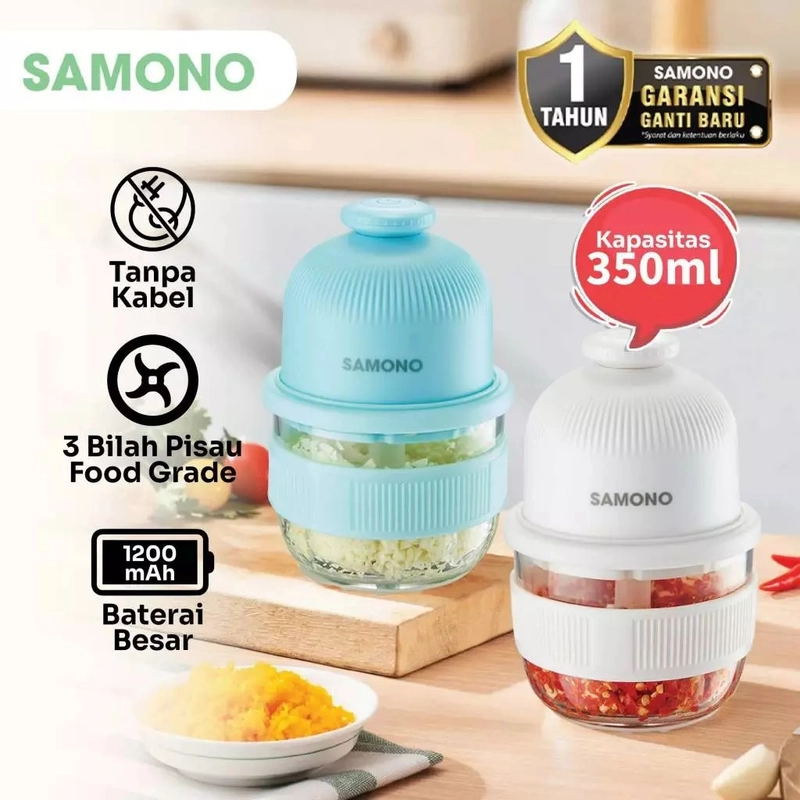 Product image UTAMAMEGA - SAMONO Chopper Portable Batterai 1200mAh 3 Mata Pisau SW-L7 350ml ( SWL7 ) Warna Random