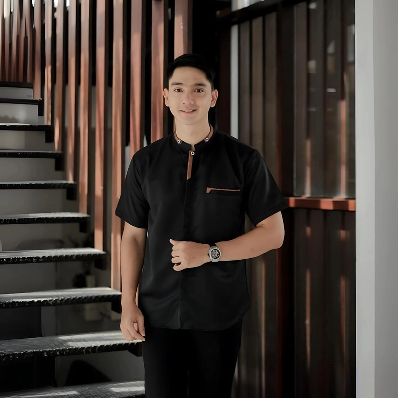 Product image Batik Mafaza - Baju Koko Coupel Anak Dan Dewasa Modern Motif ilham hitam M Dewasa ilham hitam