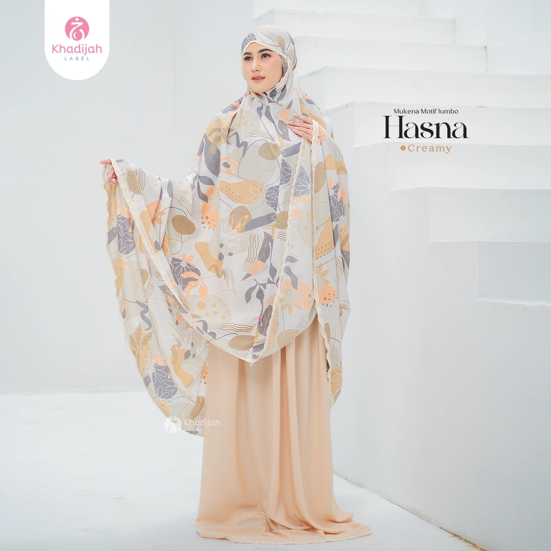 Product image KhadijahLabel - Mukena Dewasa Mukena Jumbo Mukena Motif Hasna Jumbo Creamy