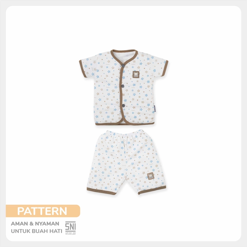 Product image FLUFFY - FLUFFY - FLUFFY Setelan Baju Pendek Pendek STAR (Isi 3Psng) SBD3S SRC SML S (3-6BLN) 5-7KG SBD3S-SRC-S