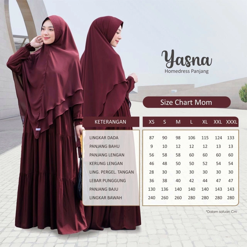 Product image AIZANA MOSLEM FASHION - Homedress Panjang Yasna Mom Daster Panjang Adem M Maroon