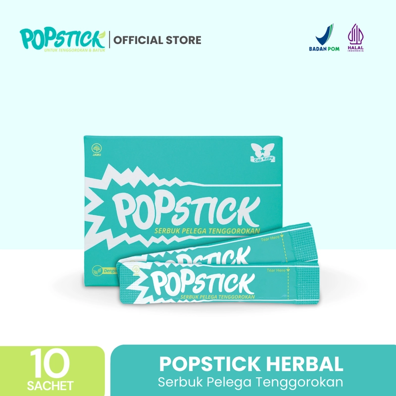 Product image Popstick 10 Sachet - Serbuk Pelega TenggorokanPopstick 1 Box