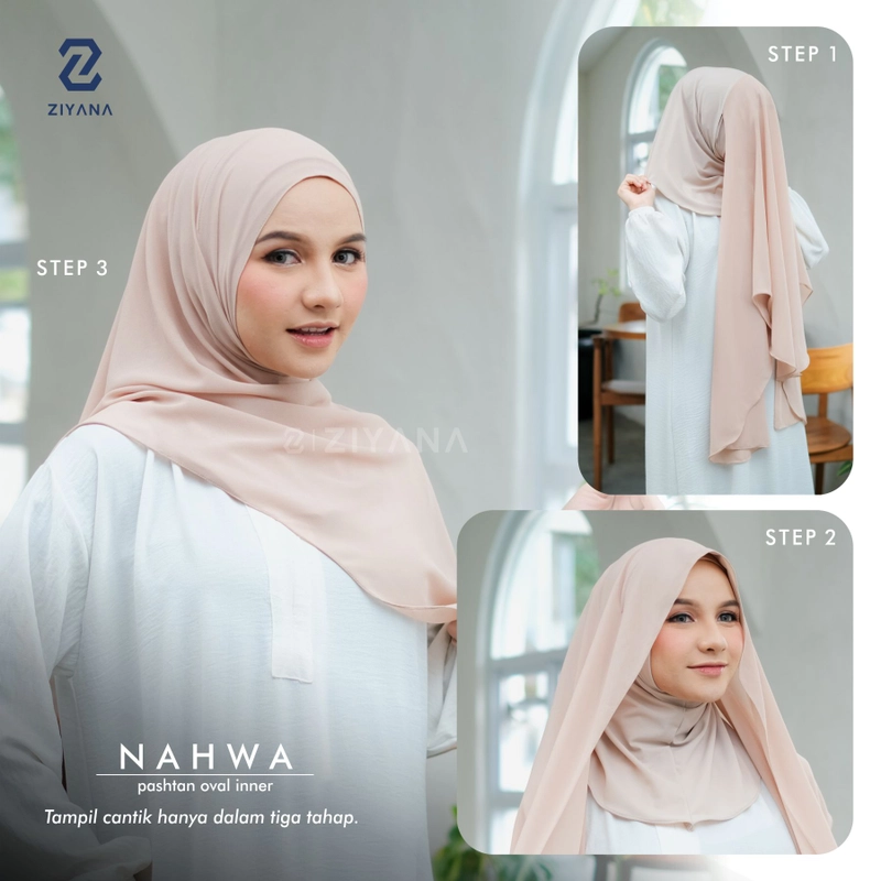 Product image Ziyana Hijab - Pashmina Inner Oval Ceruty Babydoll Premium Nahwa All Size Black