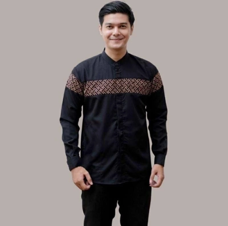 Product image Bursanekashop - Baju Koko Kurta kobata madina Dewasa Lengan Panjang Serap Keringat M HITAM