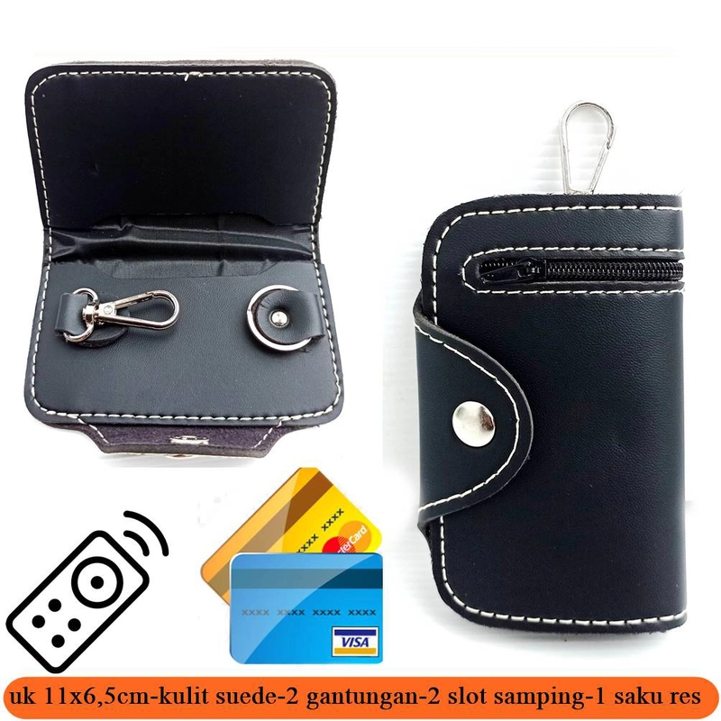 Product image Lanc Fashion - Dompet Kunci Kulit Pure Flip Resleting Suede Lipat New WARNA HITAM