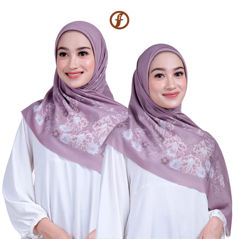 Product image Forall Hijab - AMARYLLIS Jilbab Kerudung Motif Digital Printing Segi Empat Voal Lasercut Logo Plat G All Size LAVENDER