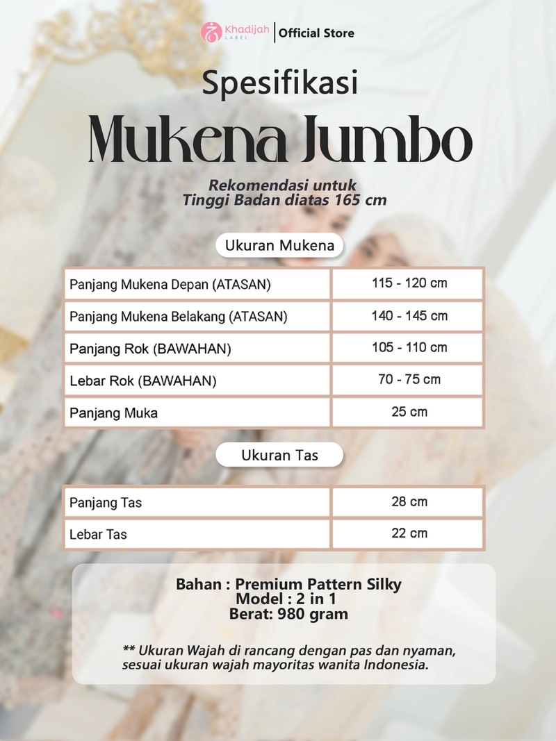 Product image KhadijahLabel - Mukena Jumbo Dewasa Terbaru Premium Renda Mewah Motif Bunga Majdina Jumbo Black Caviar