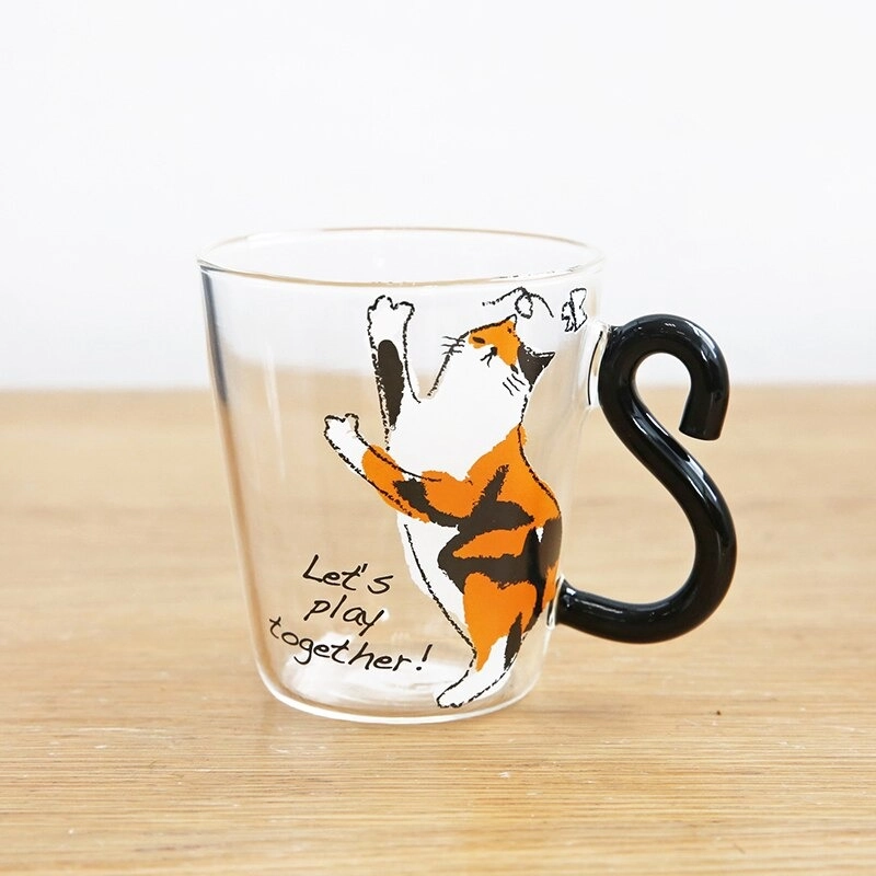 Product image RUMAH RAYA - (PO) Cangkir Gelas Mug Tail Cute Cat Handle 250 ml Orange