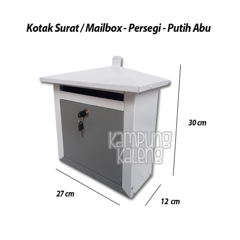 Product image Kampung Kaleng - Kotak Surat/ Mailbox Persegi 27 x 12 x 30 cm Putih Abu