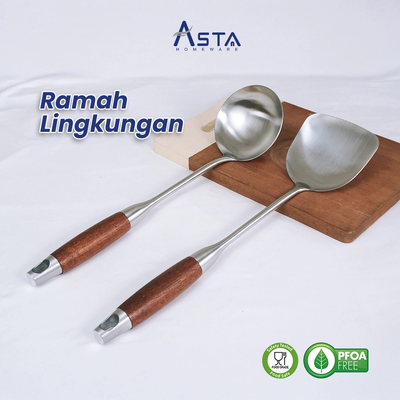 Product image Asta Homeware Official - Asta Spatula Stainless Sodet Irus Centong Gagang Kayu Tebal Variasi Spatula