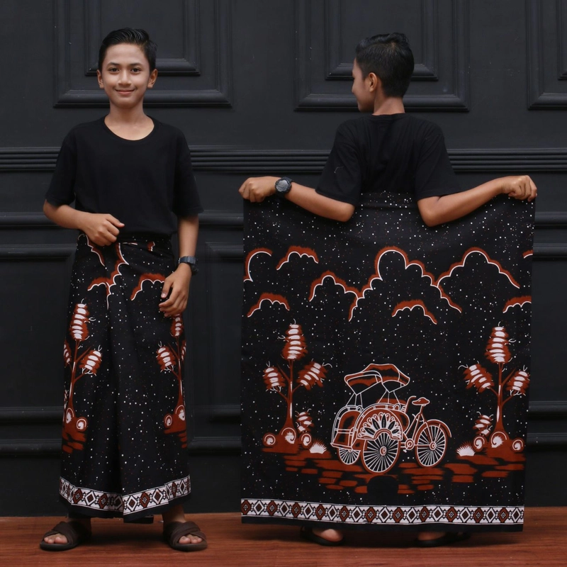 Product image Khisna collection - Sarung anak batik motif becak Sarung anak Coklat
