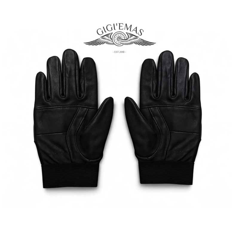 Product image GAWUNG - Sarung Tangan Hitam Classic Motor Kulit Asli Full Finger Glovers Biker Touring SATALE dewasa hitam