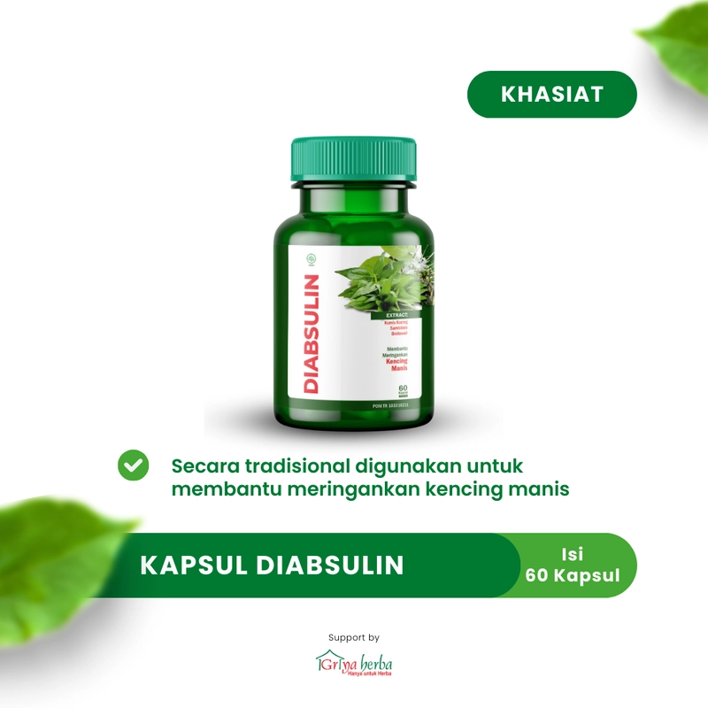 Product image Griya Herba - Diabsulin Obat Herbal Membantu Mengobati Diabetes Kencing Manis 60 Kapsul BPOM 110 gram Original