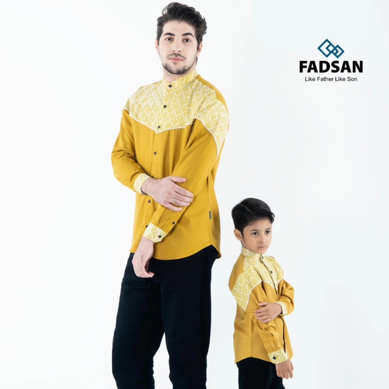 Product image FADSAN - Koko Batik Lengan Panjang Ayah & Anak Warna Mustard - New Emran Series SIZE BAYI NO.1 NEW EMRAN MUSTARD