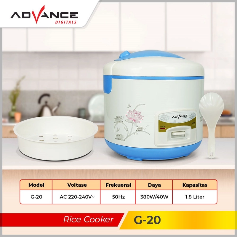 Product image Advance Digitals Indonesia - Rice Cooker Advance G20 380W 3in1 Penanak Nasi / Magic Com 1.8 Liter Blue