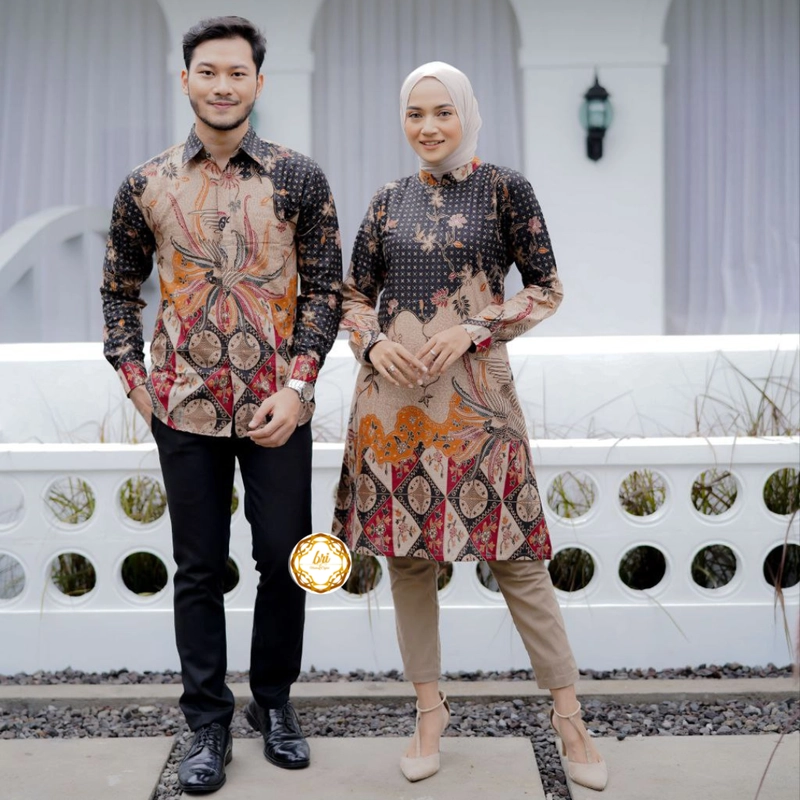 Product image Rambe Batik Indonesia - Couple Tunik Laksha Hitam Lasem Modern dan Exclusive Kemeja Saja Size M Laksha Hitam