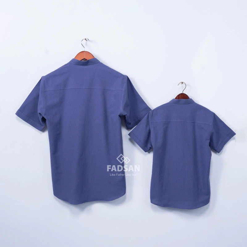 Product image FADSAN - Kemeja Polos Semi Formal Ayah dan Anak Lengan Pendek Warna Steel Blue - Tufy Series SIZE BAYI NO.1 TUFY STEEL BLUE