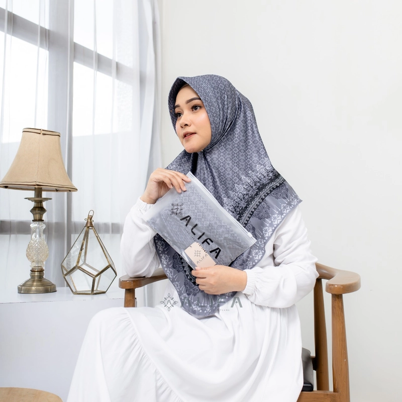 Product image Alhasani Official Store - Hojab Instan Standar Sublim Motif Naima Pet Bergo Instan Hijab Motif Etnik Modern Hijab Instan Terba Standar Grey