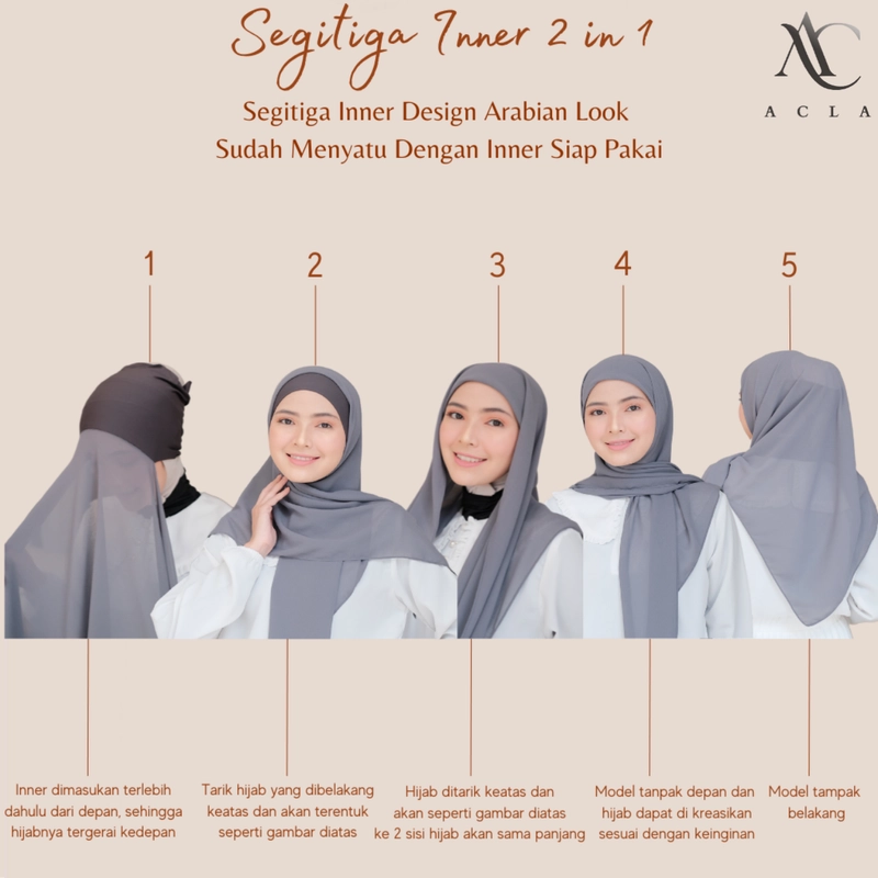Product image Acla Daily - Jilbab Segitiga 2 IN 1 Ceruty Babydoll All size Black