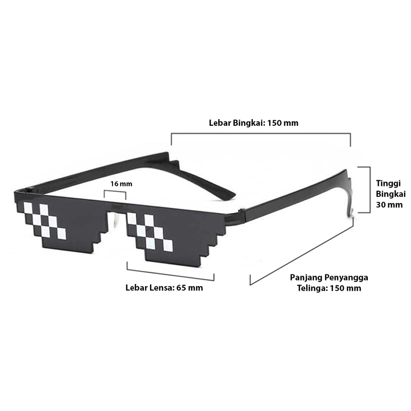 Product image RAYATORY - Kacamata Model Pixel Minecraft Mosaics Thug Life - W0124 1 Pcs Hitam