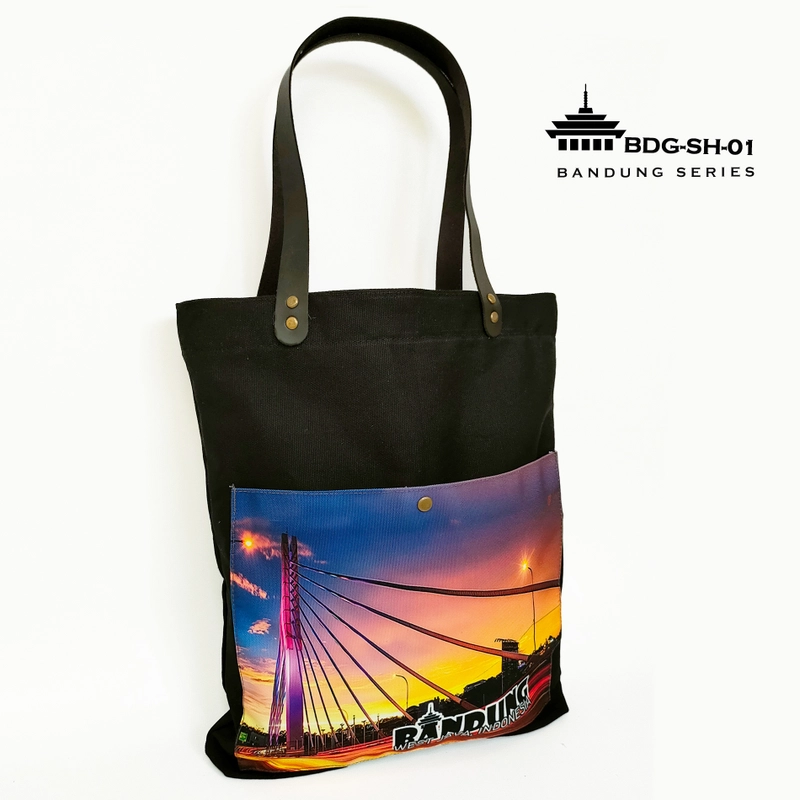 Product image Dewani - Dewani Totebag Canvas Hitam BDG H01 Tas Kanvas Seri Bandung 40x36x5 hitam