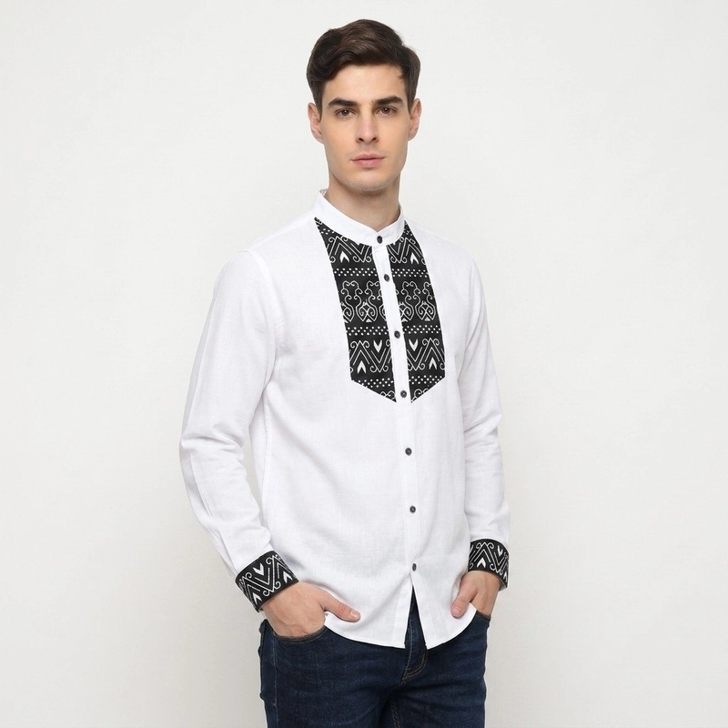 Product image Kois Batik - Baju koko pria dewasa terbaru motif busur XL Putih
