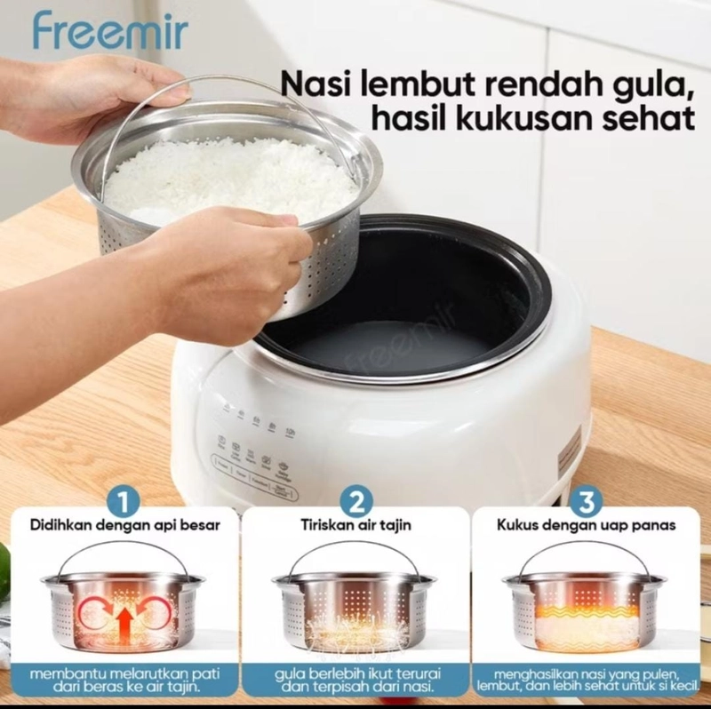 Product image Rizki Electronics - FREEMIR SLOWE RICE COOKER 1,5 LITER PUTIH