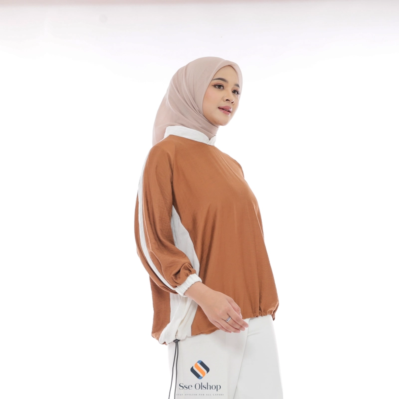 Product image Sseolshop - BECA TOP blouse wanita terbaru lengan panjang baju linen L XL XXL L Brown