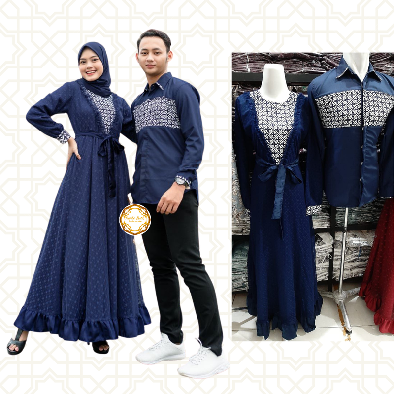Product image Rambe Batik Indonesia - Batik Couple Set Keluarga Ayuma Navy Premium Bisa Beli Pisah Hem Anak M Navy