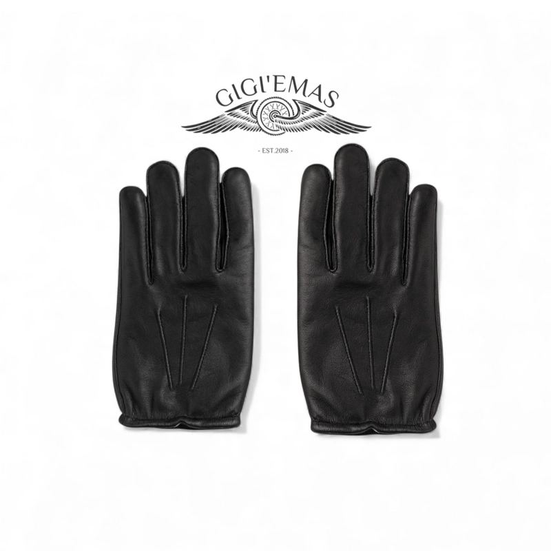 Product image GAWUNG - Sarung Tangan Motor Kulit Asli Hitam Signature Classic Full Finger Biker Sunmori SANATU Dewasa Hitam