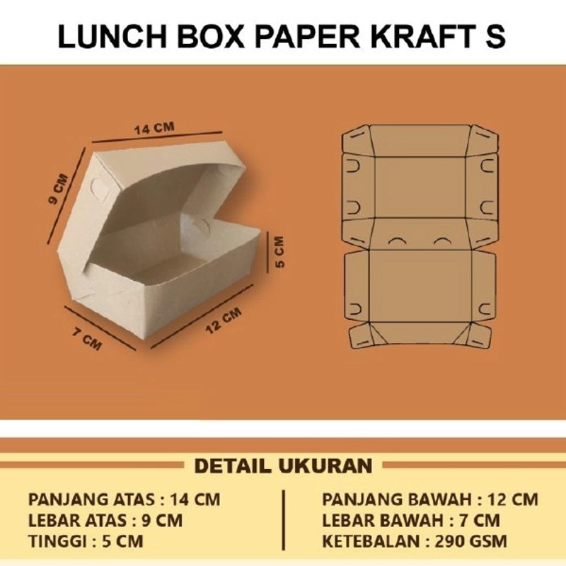 Product image SUPLAI SHOP - Kotak Lunch Box Paper Kraft Laminasi 100 pcs Size S