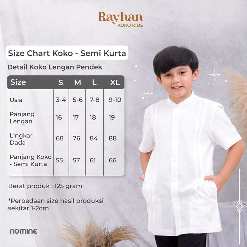Product image Nomine - Koko - Rayhan - Lengan Pendek S Putih