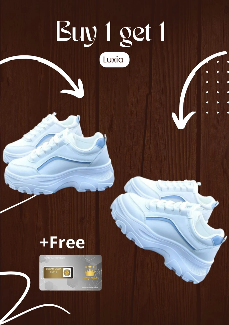 Product image LUXIA - Buy 1 Get 1 Sepatu Kets Sneakers Wanita GM-211 40 PUTIH BIRU