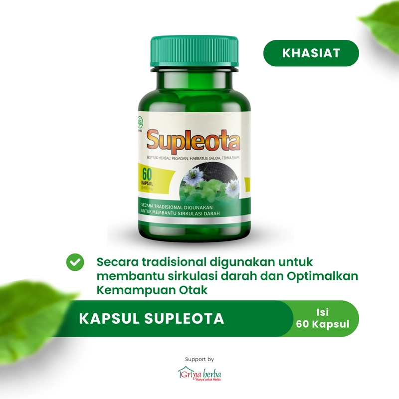 Product image Griya Herba - Supleota Obat Herbal Membantu Melancarkan Sirkulasi Darah Suplemen Otak 60 Kapsul BPOM 110 gram Original