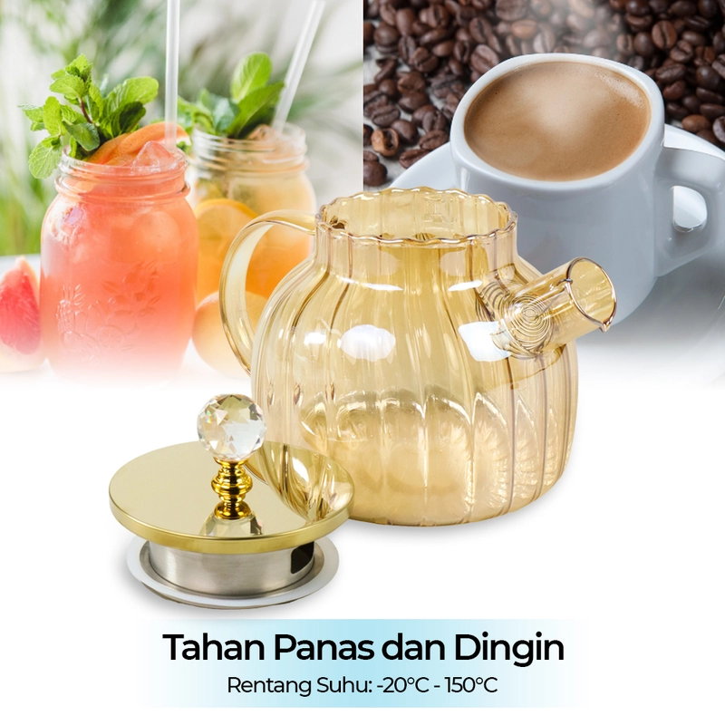 Product image RUMAH RAYA - (PO) Teko Pitcher Teh Teapot Maker 1L - BR-383 1000 ml Golden