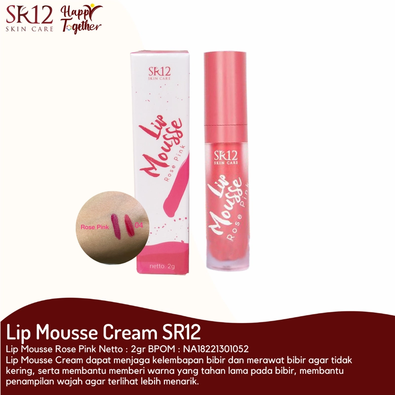Product image SR12 Lipmousse Rosepink Warna Merah Fresh Tahan Luntur 2g Lip Mousse Rose Pink
