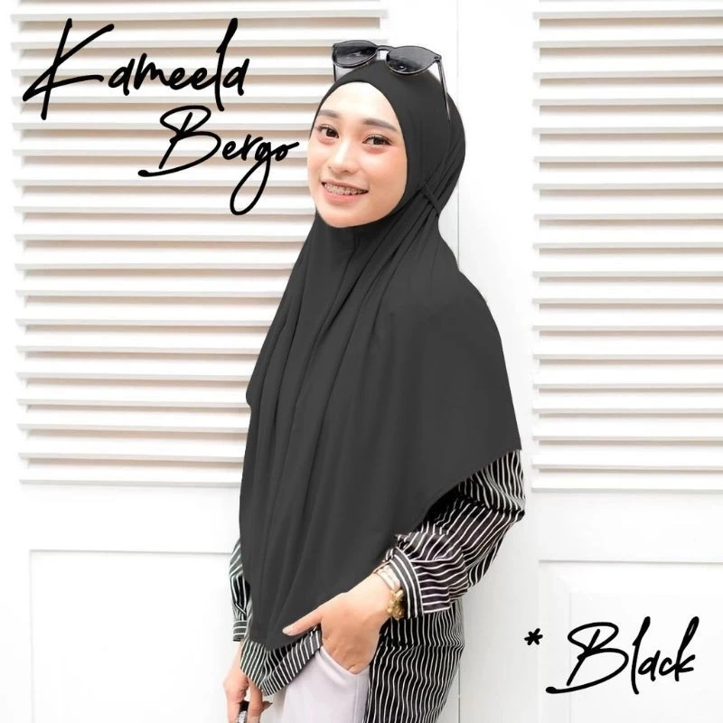 Product image qayd - UZN Jilbab Hijab Kerudung Bergo Khimar Instan Syari Non Pet Tali Kameela Jersey Simple Terbaru Murah Dewasa Hitam