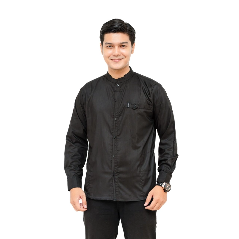 Product image Kois Batik - Baju koko pria dewasa lengan polos panjang new sangat nyaman dipakai motif bagas M Bagas hitam