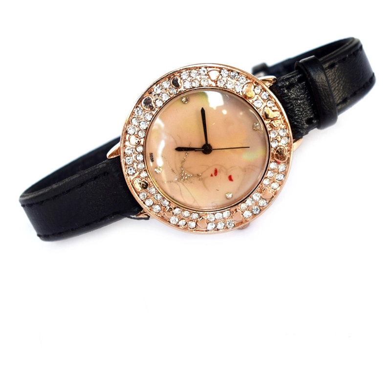 Product image Lanc Fashion - jam Gelang Wanita Kulit Round Diamond Lady WARNA HITAM