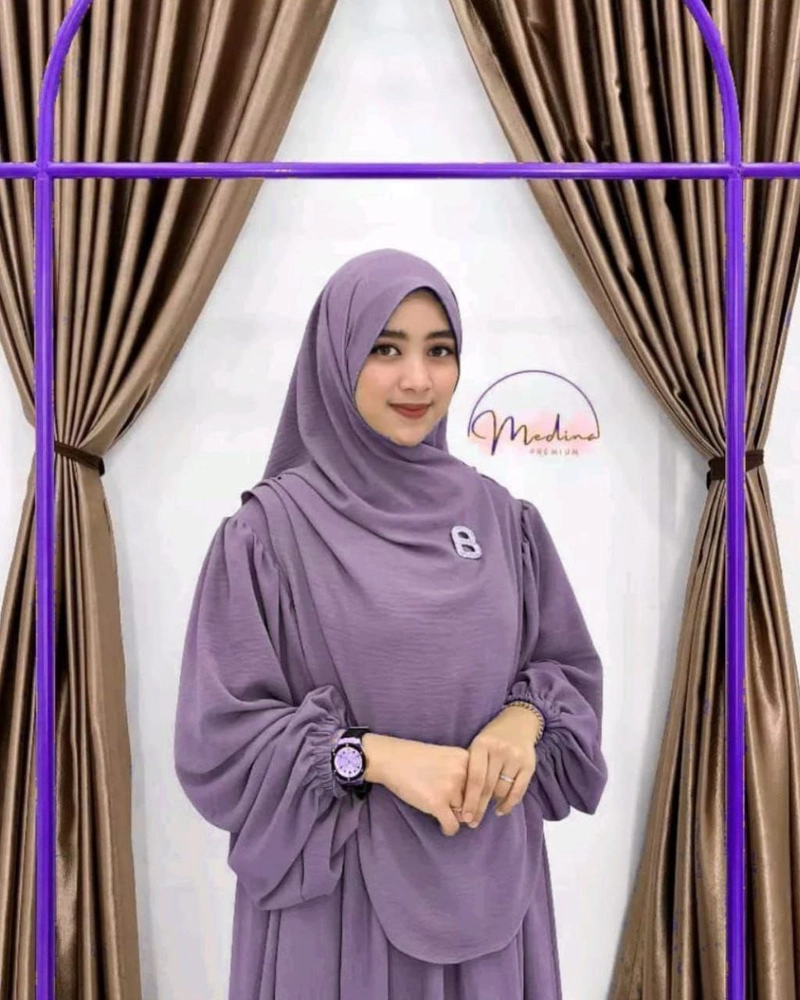 Product image Khisna collection - Gamis syari dewasa free jilbab pasmina oval Allsize Ungu