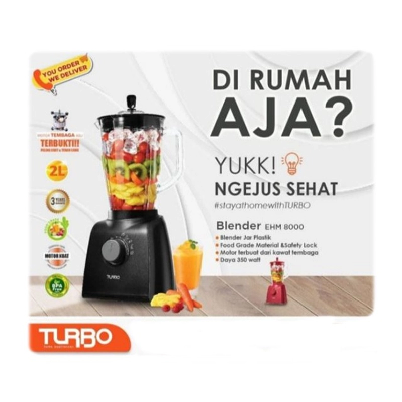 Product image Turbo EHM8000 Blender Heavy Duty Kapasitas 2 Liter Warna Hitam