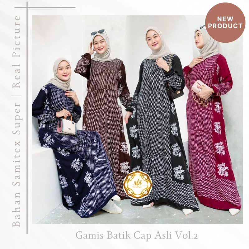 Product image Batik Gamis Cap Asli Vol.2 Bahan Samitex Super ALLSIZE A
