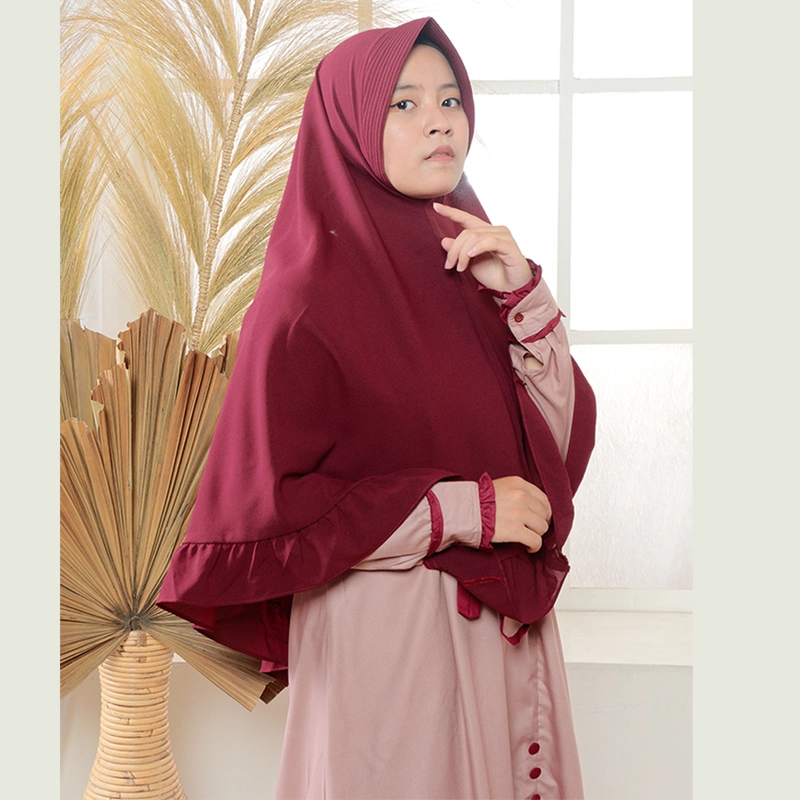 Product image Baju Busana Dres Dress Gamis Wanita Dewasa Simple Simpel Kondangan Lebaran Pink Dusty Merah Maroon L Pink Dusty Maroon