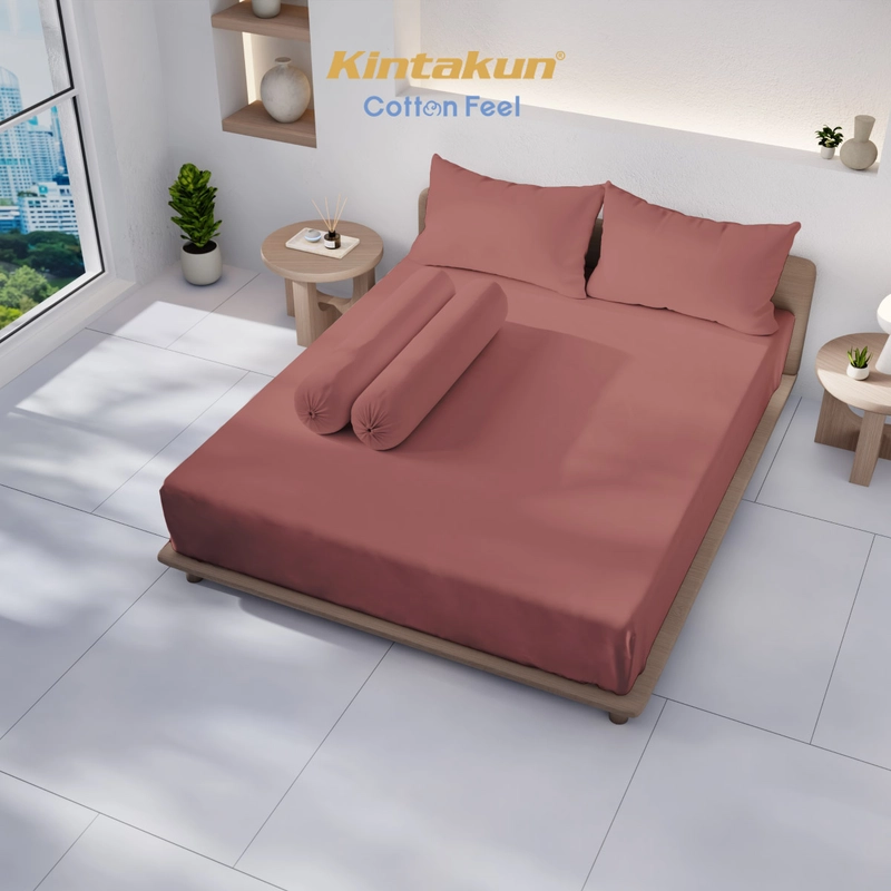 Product image Kintakun - Kintakun Cotton Feel Sprei Set Pocket 120/160/180/200 Single Queen King Minimalis Fitted Polos T30 120 x 200 Auburn