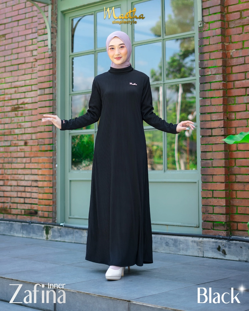 Product image Maetha - Inner Dress Knit Lengan Panjang Basic Zafina Series S Black