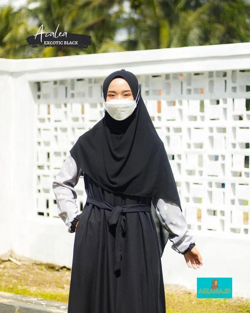 Product image Gamis Azalea Motif Bunga Eksotis & Sage M excotic black