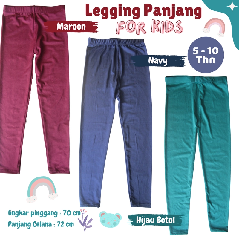 Product image Celana Legging Panjang Anak Perempuan / Celana Lejing Anak Cewek Usia 5 - 10 Tahun Bahan Stretch Fit to L Aqua
