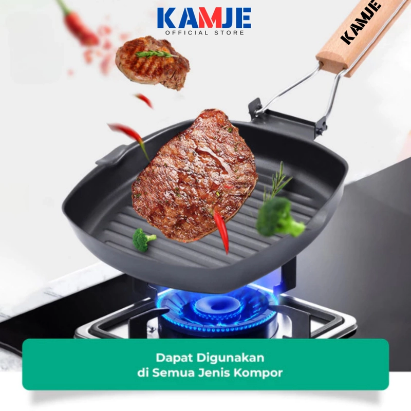Product image KAMJE Grill Pan Panggangan Panci Wajan Anti Lengket Teflon Panggang Pemanggang BBQ Serbaguna KMJ060 all variant all variant