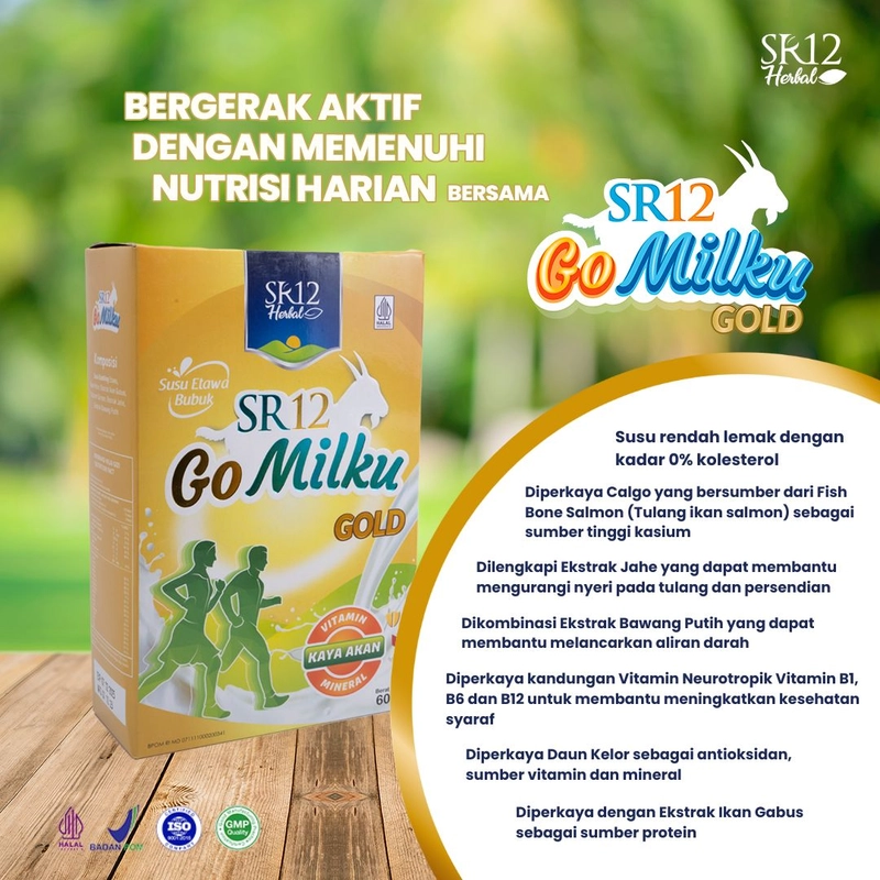 Product image SR12 Gomilku Gold Susu Kambing Etawa Tinggi Kalsium Dan Neurotropik Menyehatkan Tulang Dan Syaraf 200gr Original